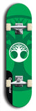 Skateboard deck: Limited edition, North American maple skateboard deck designed by underground artist BellyRash - available widths 7.5 to 8.5 inches in both mellow concave and steep concave shapes. Artwork: popsicle-shaped deck with green background and large Celtic symbol in the middle of the deck