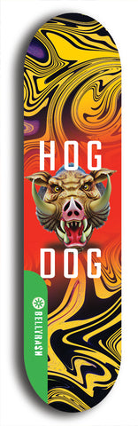 North American maple skateboard deck designed by underground artist BellyRash -- available in widths between 7.5 to 8.5 inches in both mellow concave and steep concave shapes from the BellyRash Limited Edition Blitz Deck series: Hog Dog
