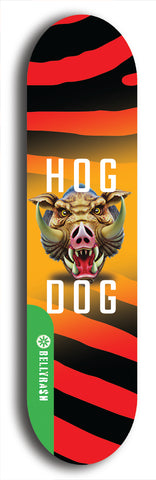 North American maple skateboard deck designed by underground artist BellyRash -- available in widths between 7.5 to 8.5 inches in both mellow concave and steep concave shapes from the BellyRash Limited Edition Blitz Deck series: Hog Dog