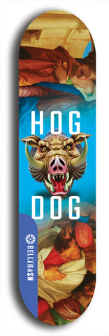 North American maple skateboard deck designed by underground artist BellyRash -- available in widths between 7.5 to 8.5 inches in both mellow concave and steep concave shapes from the BellyRash Limited Edition Blitz Deck series: Hog Dog