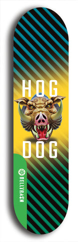North American maple skateboard deck designed by underground artist BellyRash -- available in widths between 7.5 to 8.5 inches in both mellow concave and steep concave shapes from the BellyRash Limited Edition Blitz Deck series: Hog Dog