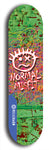 North American maple skateboard deck designed by underground artist BellyRash -- available in widths between 7.5 to 8.5 inches in both mellow concave and steep concave shapes. Artwork: Normal Misfit logo on a scribble field