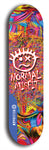 North American maple skateboard deck designed by underground artist BellyRash -- available in widths between 7.5 to 8.5 inches in both mellow concave and steep concave shapes. Artwork: Normal Misfit logo on a scribble field