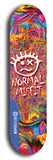 North American maple skateboard deck designed by underground artist BellyRash -- available in widths between 7.5 to 8.5 inches in both mellow concave and steep concave shapes. Artwork: Normal Misfit logo on a scribble field