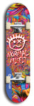 North American maple skateboard deck designed by underground artist BellyRash -- available in widths between 7.5 to 8.5 inches in both mellow concave and steep concave shapes. Artwork: Normal Misfit logo on a scribble field