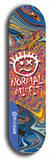 North American maple skateboard deck designed by underground artist BellyRash -- available in widths between 7.5 to 8.5 inches in both mellow concave and steep concave shapes. Artwork: Normal Misfit logo on a scribble field