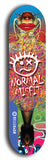 North American maple skateboard deck designed by underground artist BellyRash -- available in widths between 7.5 to 8.5 inches in both mellow concave and steep concave shapes. Artwork: Normal Misfit logo on a scribble field