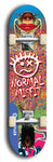 North American maple skateboard deck designed by underground artist BellyRash -- available in widths between 7.5 to 8.5 inches in both mellow concave and steep concave shapes. Artwork: Normal Misfit logo on a scribble field