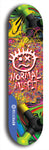 North American maple skateboard deck designed by underground artist BellyRash -- available in widths between 7.5 to 8.5 inches in both mellow concave and steep concave shapes. Artwork: Normal Misfit logo on a scribble field