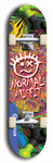 North American maple skateboard deck designed by underground artist BellyRash -- available in widths between 7.5 to 8.5 inches in both mellow concave and steep concave shapes. Artwork: Normal Misfit logo on a scribble field