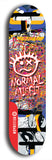 North American maple skateboard deck designed by underground artist BellyRash -- available in widths between 7.5 to 8.5 inches in both mellow concave and steep concave shapes. Artwork: Normal Misfit logo on a scribble field