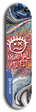 North American maple skateboard deck designed by underground artist BellyRash -- available in widths between 7.5 to 8.5 inches in both mellow concave and steep concave shapes. Artwork: Normal Misfit logo on a scribble field