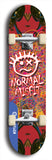 North American maple skateboard deck designed by underground artist BellyRash -- available in widths between 7.5 to 8.5 inches in both mellow concave and steep concave shapes. Artwork: Normal Misfit logo on a scribble field