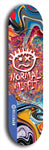 North American maple skateboard deck designed by underground artist BellyRash -- available in widths between 7.5 to 8.5 inches in both mellow concave and steep concave shapes. Artwork: Normal Misfit logo on a scribble field