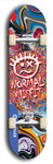 North American maple skateboard deck designed by underground artist BellyRash -- available in widths between 7.5 to 8.5 inches in both mellow concave and steep concave shapes. Artwork: Normal Misfit logo on a scribble field