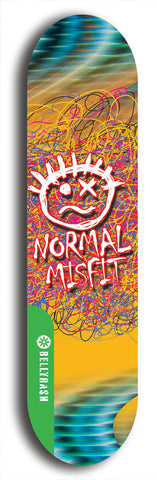 North American maple skateboard deck designed by underground artist BellyRash -- available in widths between 7.5 to 8.5 inches in both mellow concave and steep concave shapes from the BellyRash Limited Edition Blitz Deck series: Normal Misfit