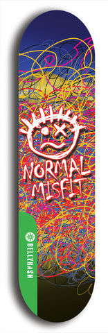 North American maple skateboard deck designed by underground artist BellyRash -- available in widths between 7.5 to 8.5 inches in both mellow concave and steep concave shapes from the BellyRash Limited Edition Blitz Deck series: Normal Misfit