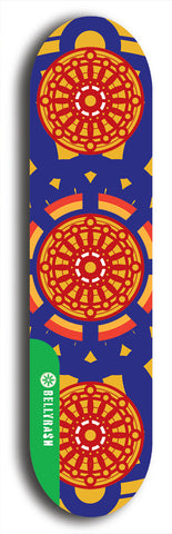 North American maple skateboard deck designed by underground artist BellyRash -- available in widths between 7.5 to 8.5 inches in both mellow concave and steep concave shapes from the BellyRash Limited Edition Blitz Deck series: Tricycle