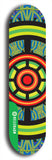 North American maple skateboard deck designed by underground artist BellyRash -- available in widths between 7.5 to 8.5 inches in both mellow concave and steep concave shapes from the BellyRash Limited Edition Blitz Deck series: DharmaMechanic