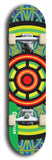 North American maple skateboard deck designed by underground artist BellyRash -- available in widths between 7.5 to 8.5 inches in both mellow concave and steep concave shapes from the BellyRash Limited Edition Blitz Deck series: DharmaMechanic