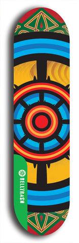 North American maple skateboard deck designed by underground artist BellyRash -- available in widths between 7.5 to 8.5 inches in both mellow concave and steep concave shapes from the BellyRash Limited Edition Blitz Deck series: DharmaMechanic