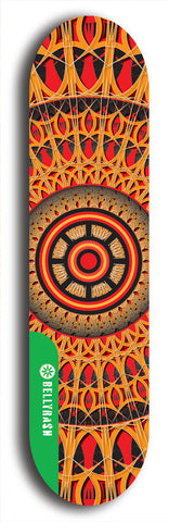 North American maple skateboard deck designed by underground artist BellyRash -- available in widths between 7.5 to 8.5 inches in both mellow concave and steep concave shapes from the BellyRash Limited Edition Blitz Deck series: DharmaMechanic