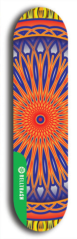 North American maple skateboard deck designed by underground artist BellyRash -- available in widths between 7.5 to 8.5 inches in both mellow concave and steep concave shapes from the BellyRash Limited Edition Blitz Deck series: DharmaMechanic