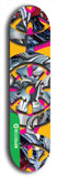 North American maple skateboard deck designed by underground artist BellyRash -- available in widths between 7.5 to 8.5 inches in both mellow concave and steep concave shapes from the BellyRash Limited Edition Blitz Deck series: Tricycle