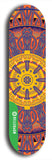 North American maple skateboard deck designed by underground artist BellyRash -- available in widths between 7.5 to 8.5 inches in both mellow concave and steep concave shapes from the BellyRash Limited Edition Blitz Deck series: DharmaMechanic