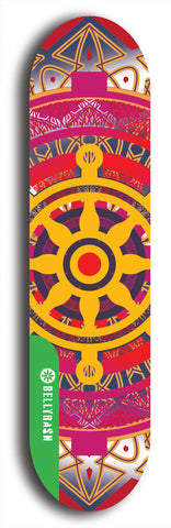 North American maple skateboard deck designed by underground artist BellyRash -- available in widths between 7.5 to 8.5 inches in both mellow concave and steep concave shapes from the BellyRash Limited Edition Blitz Deck series: DharmaMechanic