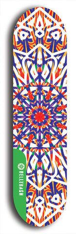 North American maple skateboard deck designed by underground artist BellyRash -- available in widths between 7.5 to 8.5 inches in both mellow concave and steep concave shapes from the BellyRash Limited Edition Blitz Deck series: DharmaMechanic