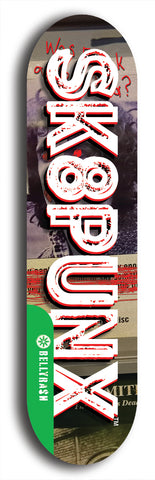 North American maple skateboard deck designed by underground artist BellyRash -- available in widths between 7.5 to 8.5 inches in both mellow concave and steep concave shapes from the BellyRash Limited Edition Blitz Deck series: Sk8Punx Large