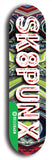 North American maple skateboard deck designed by underground artist BellyRash -- available in widths between 7.5 to 8.5 inches in both mellow concave and steep concave shapes from the BellyRash Limited Edition Blitz Deck series: Sk8Punx