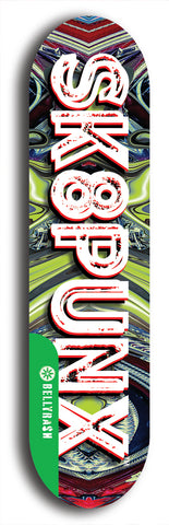 North American maple skateboard deck designed by underground artist BellyRash -- available in widths between 7.5 to 8.5 inches in both mellow concave and steep concave shapes from the BellyRash Limited Edition Blitz Deck series: Sk8Punx