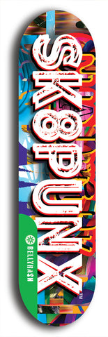 North American maple skateboard deck designed by underground artist BellyRash -- available in widths between 7.5 to 8.5 inches in both mellow concave and steep concave shapes from the BellyRash Limited Edition Blitz Deck series: Sk8Punx