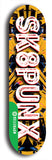 North American maple skateboard deck designed by underground artist BellyRash -- available in widths between 7.5 to 8.5 inches in both mellow concave and steep concave shapes from the BellyRash Limited Edition Blitz Deck series: Sk8Punx Large