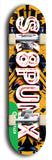 North American maple skateboard deck designed by underground artist BellyRash -- available in widths between 7.5 to 8.5 inches in both mellow concave and steep concave shapes from the BellyRash Limited Edition Blitz Deck series: Sk8Punx Large