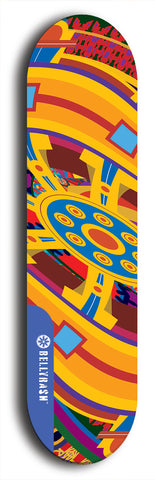 Skateboard deck: Limited edition, North American maple skateboard deck designed by underground artist BellyRash - available widths 7.5 to 8.5 inches in both mellow concave and steep concave shapes. Artwork: TWISTED DHARMA brand popsicle-shaped deck