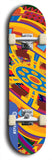 Skateboard deck: Limited edition, North American maple skateboard deck designed by underground artist BellyRash - available widths 7.5 to 8.5 inches in both mellow concave and steep concave shapes. Artwork: TWISTED DHARMA brand popsicle-shaped deck