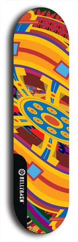 Skateboard deck: Limited edition, North American maple skateboard deck designed by underground artist BellyRash - available widths 7.5 to 8.5 inches in both mellow concave and steep concave shapes. Artwork: TWISTED DHARMA brand popsicle-shaped deck