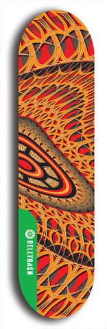 North American maple skateboard deck designed by underground artist BellyRash -- available in widths between 7.5 to 8.5 inches in both mellow concave and steep concave shapes from the BellyRash Limited Edition Blitz Deck series: Twisted Dharma