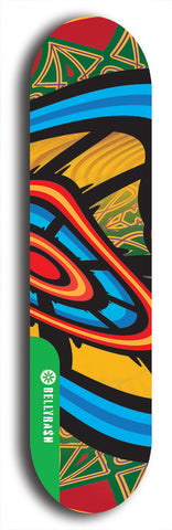North American maple skateboard deck designed by underground artist BellyRash -- available in widths between 7.5 to 8.5 inches in both mellow concave and steep concave shapes from the BellyRash Limited Edition Blitz Deck series: Twisted Dharma