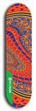 North American maple skateboard deck designed by underground artist BellyRash -- available in widths between 7.5 to 8.5 inches in both mellow concave and steep concave shapes from the BellyRash Limited Edition Blitz Deck series: Tricycle