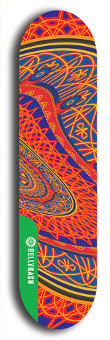 North American maple skateboard deck designed by underground artist BellyRash -- available in widths between 7.5 to 8.5 inches in both mellow concave and steep concave shapes from the BellyRash Limited Edition Blitz Deck series: Tricycle