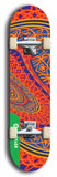 North American maple skateboard deck designed by underground artist BellyRash -- available in widths between 7.5 to 8.5 inches in both mellow concave and steep concave shapes from the BellyRash Limited Edition Blitz Deck series: Tricycle