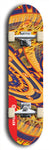 Skateboard deck: Limited edition, North American maple skateboard deck designed by underground artist BellyRash - available widths 7.5 to 8.5 inches in both mellow concave and steep concave shapes. Artwork: TWISTED DHARMA brand popsicle-shaped deck