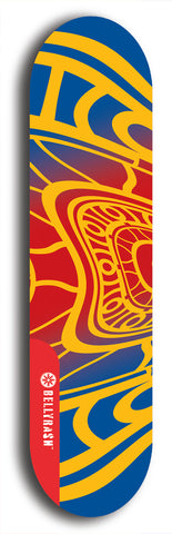 Skateboard deck: Limited edition, North American maple skateboard deck designed by underground artist BellyRash - available widths 7.5 to 8.5 inches in both mellow concave and steep concave shapes. Artwork: TWISTED DHARMA brand popsicle-shaped deck