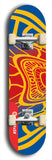 Skateboard deck: Limited edition, North American maple skateboard deck designed by underground artist BellyRash - available widths 7.5 to 8.5 inches in both mellow concave and steep concave shapes. Artwork: TWISTED DHARMA brand popsicle-shaped deck