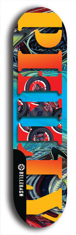 Jawn brand North American maple skateboard deck designed by underground artist BellyRash -- available in widths between 7.5 to 8.5 inches in both mellow concave and steep concave shapes. 