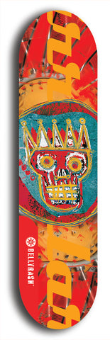 North American maple skateboard deck designed by underground artist BellyRash -- available in widths between 7.5 to 8.5 inches in both mellow concave and steep concave shapes. Artwork: street art and abstract with Seattle Central skull logo